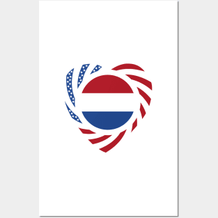 Dutch American Multinational Patriot Flag Series (Heart) Posters and Art